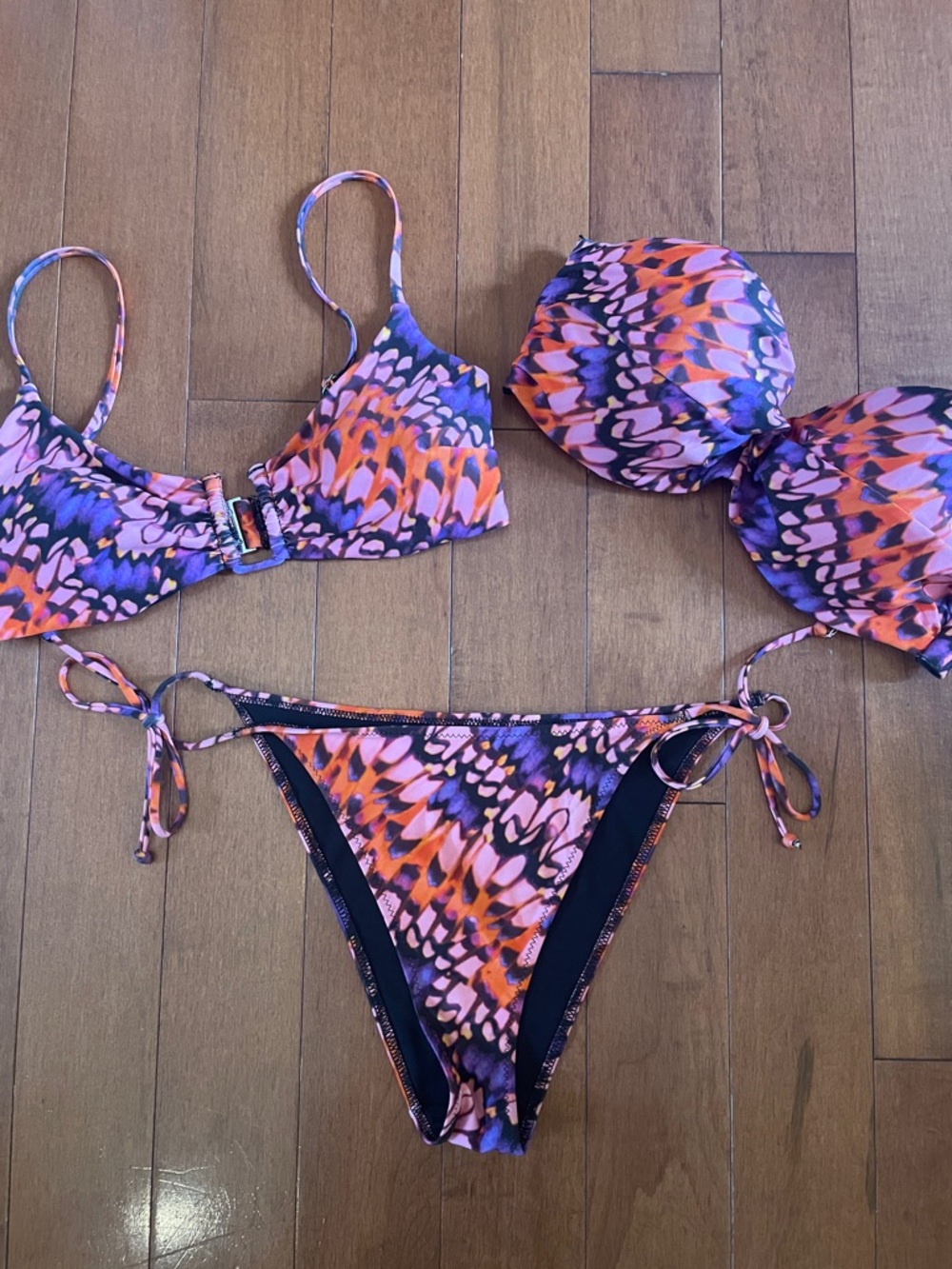 H&M Purple Pink Orange Patterned String Bikini